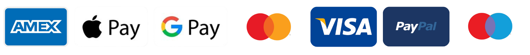 Moyens de paiement acceptés : Amex, Apple Pay, Google Pay, Mastercard, Visa, PayPal, Maestro